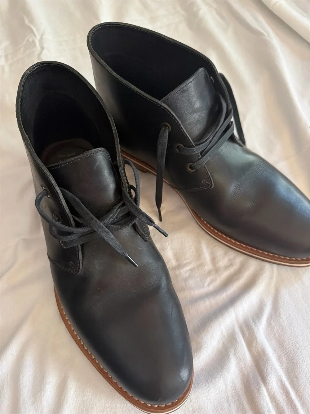 Men's Black Leather Chukka Boots with Brown Welt